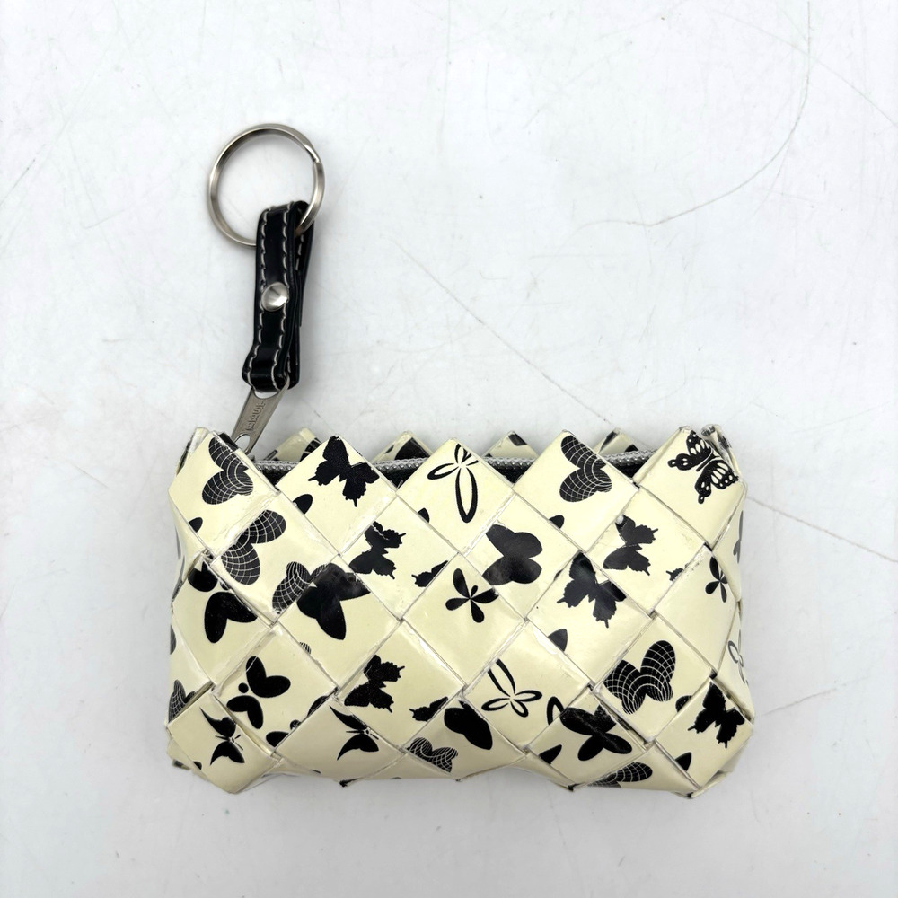 Vintage 90s Nauhi Ollin Butterfly Candy Wrapper Upcycled Micro Keychain Bag 4.5"